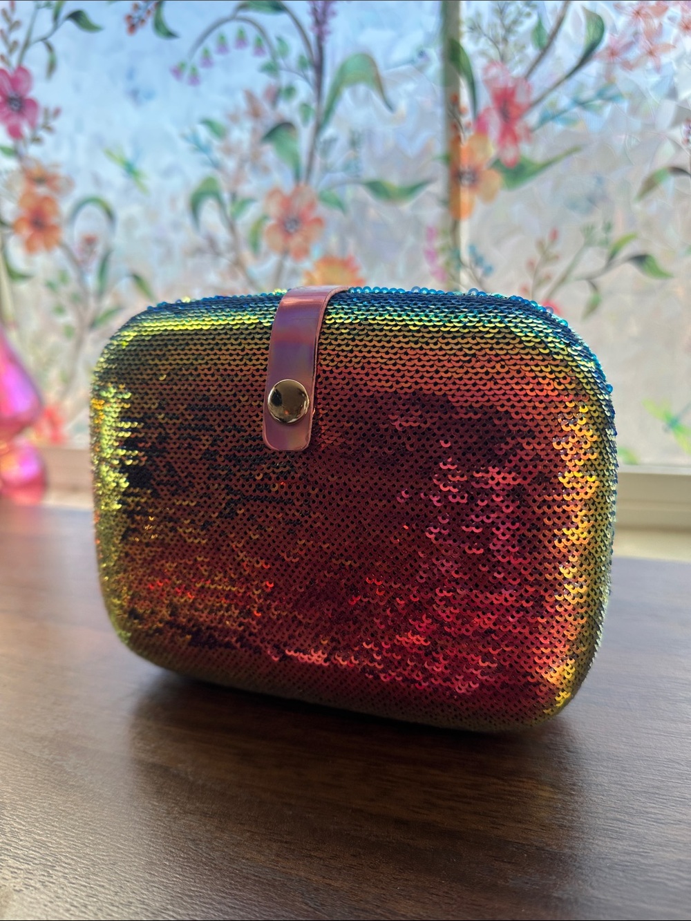 Iridescent Rainbow Sequin Evening Bag Color Shift Clutch